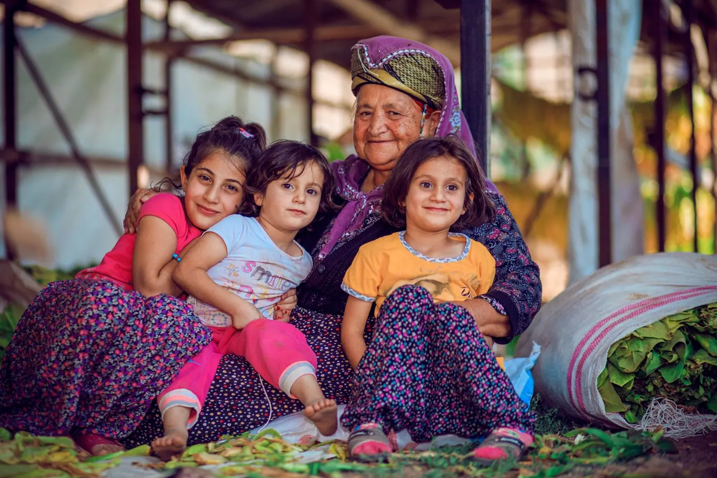 Grandmother with her grandchildren