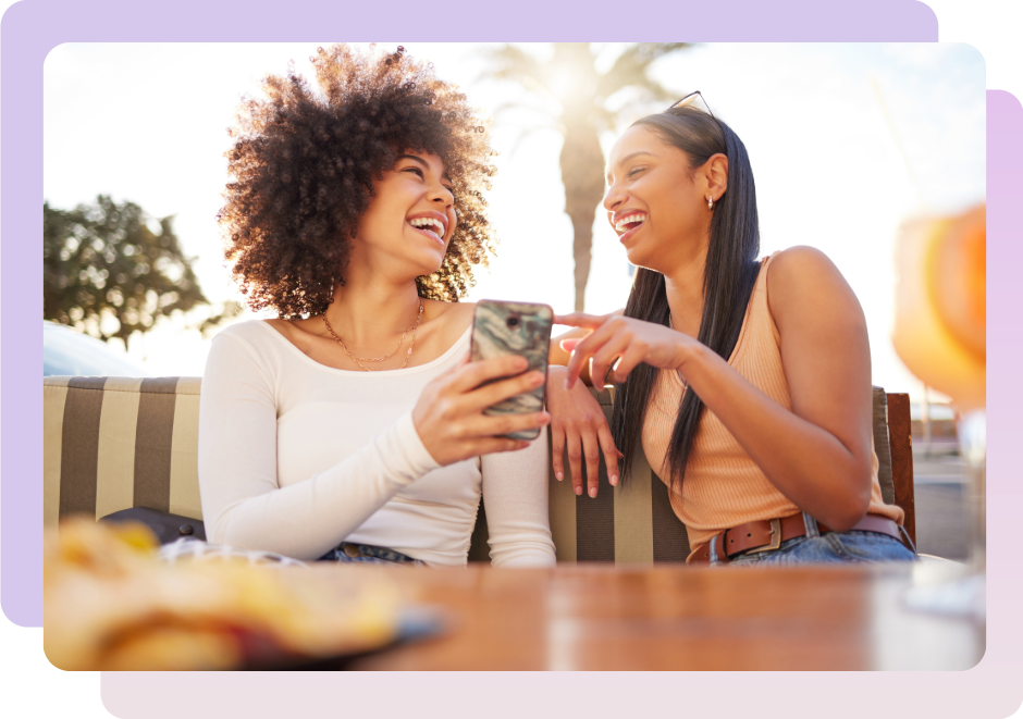 2 women on phone