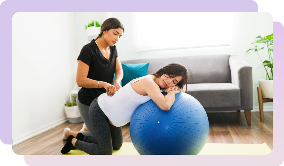 Doula and lady on ball