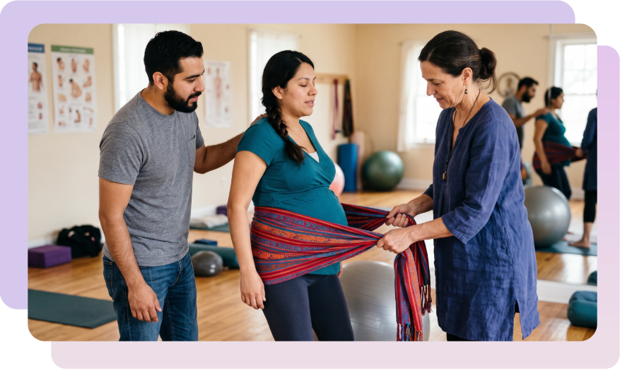 woman and husband and doula
